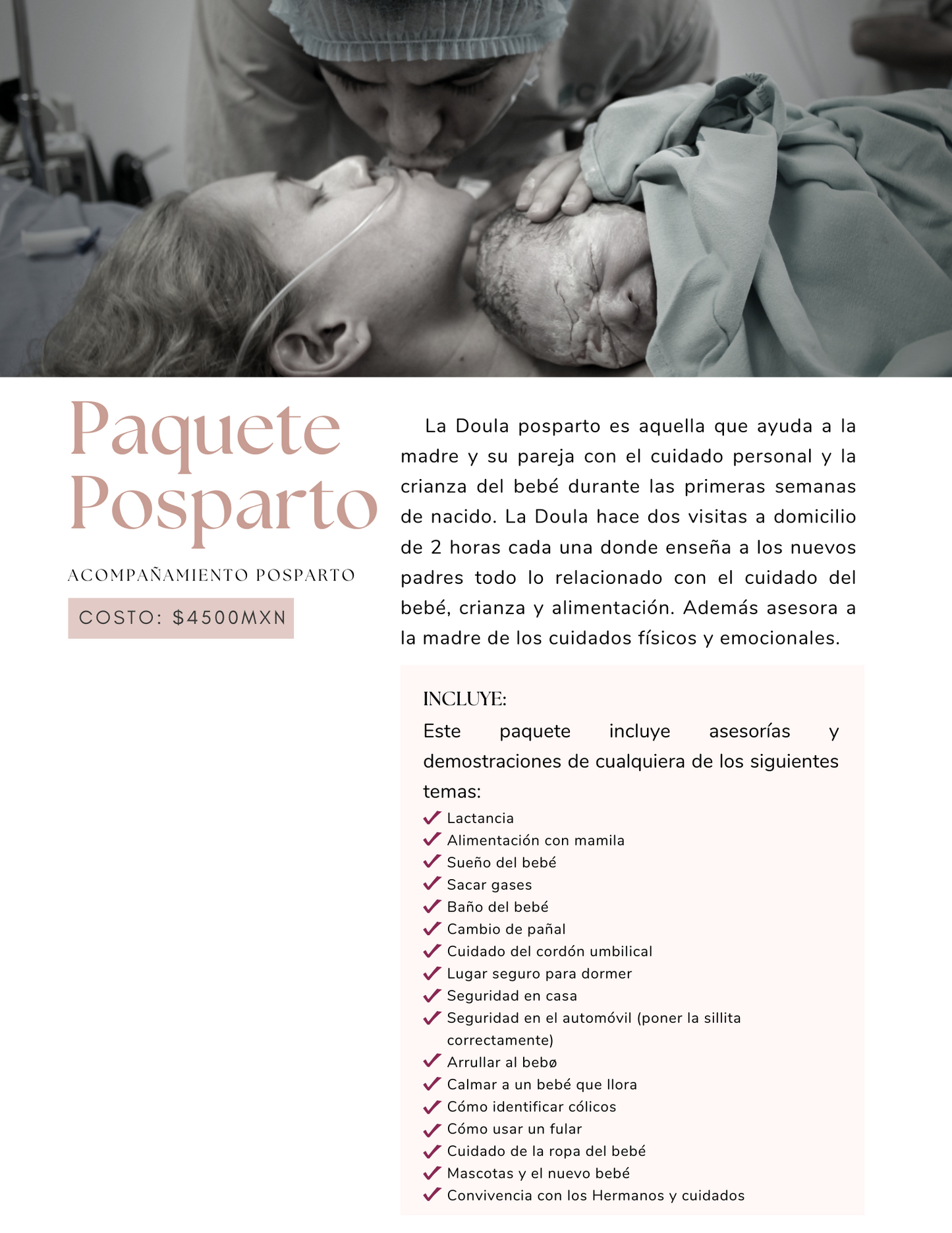Doula - Paquete Posparto - Acompañamiento  posparto
